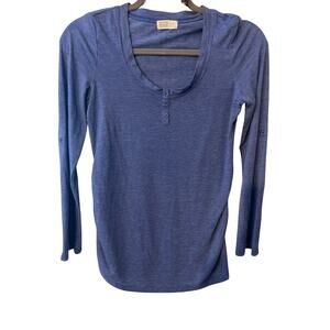 Old Navy Maternity Purple Henley Cotton Top Roll Tab Sleeves Size XS Extra Small